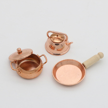 New 3pcs/Set 1:12 Scale Dollhouse Miniature Bronze Frying Pan Cooking Pot Kettle Cookware Kitchen Cooking Kit Dolls Accessories 2024 - buy cheap