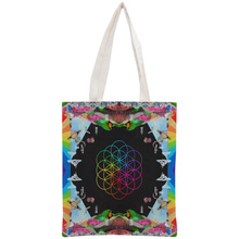 Custom Coldplay  Tote Bag Reusable Handbag Women Shoulder Foldable Cotton Canvas Shopping Bags 2024 - buy cheap
