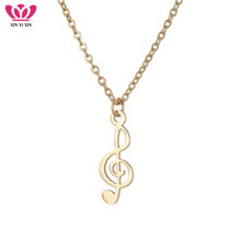 Gargantilla de notas musicales de acero inoxidable para mujer, collar sencillo y bonito de notas musicales, joyería de moda de verano, accesorio de regalo, 2019 2024 - compra barato