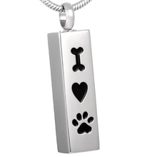 IJD8001 Bone&Heart&Paw Engrave Bar Cremation Urn Necklace Stainless Steel Pet Ashes Memorial Jewelry with Free Filling Kit 2024 - buy cheap