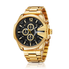 Relógio masculino impermeável e casual de aço inoxidável, relógio grande dourado de marca de luxo para homens, quartzo 2024 - compre barato