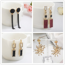 Pendientes largos con borlas para mujer, aretes colgantes negros para fiesta de boda, 2019 2024 - compra barato