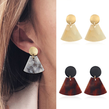 Pendientes de acrílico con forma de abanico para mujer, aretes con colgante geométrico, diseño de mármol Retro Simple, color gris, Beige, rojo y marrón 2024 - compra barato