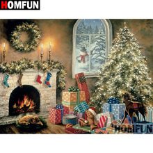 HOMFUN-pintura de diamante redondo/cuadrado completa, cuadro artesanal 5D, bordado de punto de cruz de "muñeco de nieve de Navidad", decoración del hogar 5D A00842 2024 - compra barato