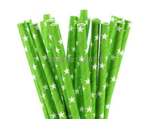 Canudos de papel verde e branco com estrela, suprimentos para festa e bebidas de papel atacado on-line com 100 peças 2024 - compre barato