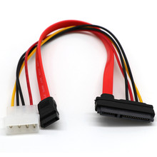 New 30cm SATA Combo 15 Pin Power and 7 Pin Data Cable 4 Pin Molex to Serial ATA Lead Power Extension Cable Connector R0401 2024 - buy cheap