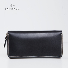 LANSPACE men's leather wallet brand thin purse fashion designer coin purse 2024 - buy cheap