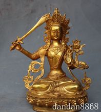 Crafts statue tibet buddhism bronze gilt Manjushri sword tara Kwan-Yin Guan Yin buddha statue halloween 2024 - buy cheap