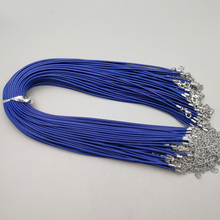 Wholesale fashion 2mm blue color Wax Leather Cord Necklace 45cm Lobster Clasp Rope Chain Jewelry Accessories 100pcs/lot 2024 - buy cheap