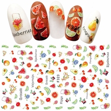 Mixed designs 5 sheets beauty fruit adhesive nail art decorations stickers thin acrylic manicure decals nails accessoires F 2024 - buy cheap