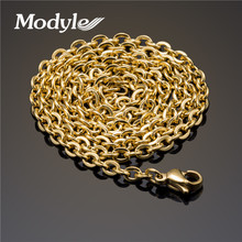 Modyle-colar masculino de aço inoxidável, 2021, novo, dourado, corrente, brinquedo para presente, 45cm-60cm, joias da moda 2024 - compre barato