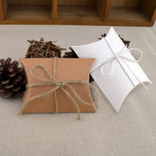 New Style 10pcs/lot Wedding Gift Boxes Kraft Pillow Shape Wedding Favor Gift Box Party wedding Supplies 2024 - buy cheap