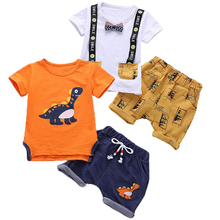 Одежда для новорожденных, новинка 2021, летняя одежда для маленьких мальчиков, Повседневная футболка + шорты, детский спортивный костюм из 2 предметов для маленьких мальчиков, комплект одежды для младенцев 2024 - купить недорого