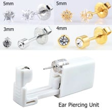 2 Pieces Disposable Sterile Ear Stud Earring Crystal Gem Piercing Unit Piercing Gun Tool Kit Build In Steel Stud Earring 2024 - buy cheap