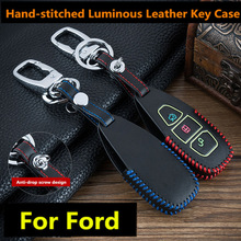 Luminous Keychain 3 Button Leather Car Key Case Fob Key Cover For Ford Focus C-Max Mondeo Kuga Fiesta Car Key Shell 2024 - buy cheap