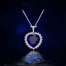 Кулон в виде сердца океана с голубым кристаллом, ювелирное изделие, подарок на День святого Валентина для нее 2024 - купить недорого
