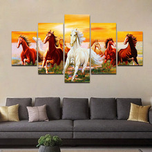 Wall Picture home decor 5 piece horse running print oil painting Canvas painting Wall art 5 panel canvas painting Pictures 2024 - buy cheap