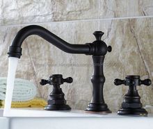 Oil Rubbed Bronze Deck Mount 3pcs Widespread Bath Basin Sink Faucet Dual Handles Mixer Taps Bnf043 2024 - buy cheap