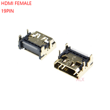 5PCS HDMI FEMale Jack/socket connector 19PIN 19P right angle smt smd 90 Degree Gold-Plated hd 19 PIN 2024 - купить недорого
