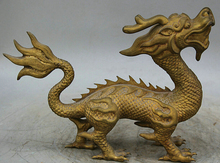 fast shipping USPS to USA S2442 11" Old Museum Palace Copper Gilt Myth Spirit Run Fire Dragon sculpture Statue 2024 - buy cheap