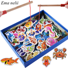 32 Pcs Wooden Magnetic Fishing Game Toys Set Baby Puzzle Educational Toy Cognition Fish Kids Birthday Christmas Gifts for Kids 2024 - buy cheap