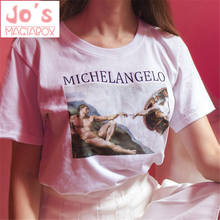 2019 Spring Summer Harajuku Women Casual Print Short Sleeve T-Shirt Female Michelangelo Print Ulzzang Slim O-Neck Tee Top Shirt 2024 - buy cheap
