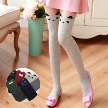 Autumn Winter Cartoon Panda Cat Bear Stereoscopic Ear Knee-high Stockings Pure Cotton Female Jacquard High Women Stockings 2024 - buy cheap