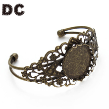 DC-pulsera de bronce antiguo de encaje, bandeja en blanco, Base en blanco, accesorios de bricolaje para cabujones de 25mm, accesorios de joyería artesanal 2024 - compra barato