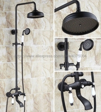 Grifos de ducha de latón frotado con aceite negro, conjunto de ducha, grifo mezclador de bañera, grifo montado en pared de la Ducha manual Nhg142 2024 - compra barato