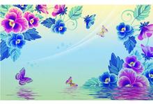 Papel de parede personalizado 3d, amor, borboleta, orquídea, água, reflexão, configuração, parede 2024 - compre barato