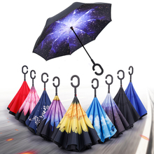 Handy C-Hook Hands Car Umbrella Windproof Reverse Folding Double Layer Inverted Umbrella For Women and Men 2024 - buy cheap