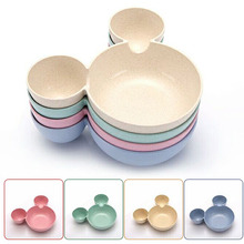 Cute Cartoon Shape Baby Dishes Wheat Straw Plate Children Straw Tableware Sub-grid Bowl Infant Feeding Dishes Girls Boys Bowls 2024 - buy cheap