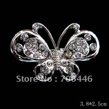 Silver Color Rhinestone Crystal Diamante Butterfly Brooch for Wedding Invitation 2022 - buy cheap