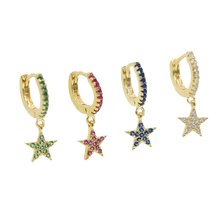 2021 Delicate Star Charm Earring Dangle Red White Blue Green Star Cute Rainbow Cz Star Girl Women Minimal Classic Simple Jewelry 2024 - compre barato