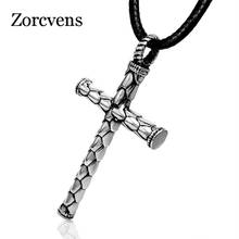 ZORCVENS 316L Stainless Steel Fashion Jewelry Leather Chain Gothic Cross Pendant Necklace for Men 2024 - buy cheap
