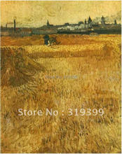 Pintura a óleo vincent van gogh reprodução em tela de linho, campo de trigo, 100% artesanal, frete grátis dhl 2024 - compre barato