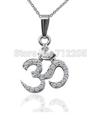 New Arrival  50pcs a lot  Solid rhodium plated Large Om AUM Pendant Religious Necklace 2024 - buy cheap