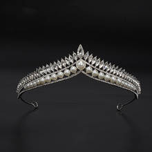 KMVEXO Luxury Pearl Bridal Crystal Tiaras Crown Princess Queen Pageant Prom Rhinestone Veil Tiara Party Wedding Hair Accessories 2024 - buy cheap