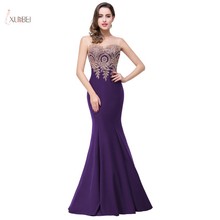 2019 Purple Long Bridesmaid Dresses Elegant Scoop Neck Sleeveless Applique Mermaid Wedding Party Gown robe demoiselle d'honneur 2024 - buy cheap