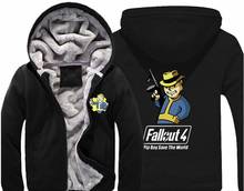 Игра Fallout 4 толстовка с капюшоном Pin Boy Save The World печать на молнии Кардиган Толстовка супер теплая утолщенная флисовая куртка для мужчин и женщин 2024 - купить недорого