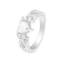 Anillos Hainon con forma de corazón, anillos de ópalo blanco para mujer, diseño elegante, joyas rellenas de color plateado para compromiso 2024 - compra barato