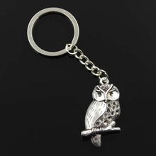 New Fashion Men 30mm Keychain DIY Metal Holder Chain Vintage Owl 41x22mm Silver Color Pendant Gift 2024 - buy cheap