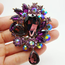 TTjewelry брошь в виде цветка в ретро стиле булавка, кулон фиолетовые стразы, кристалл 2024 - купить недорого