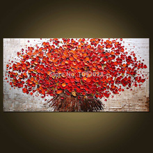 100% Hand Paitned Free Shipping Large Abstract Solid Red Knife Flower Picture On Canvas Painting Home Decor Wall Painting Art 2024 - buy cheap