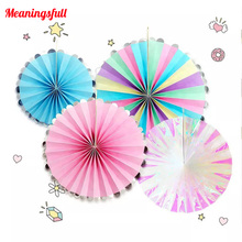 4pcs/Lot Colorful Unicorn Party Paper Fan DIY Hanging Tissue Paper Flower For Baby shower Christams Birthday Wedding  Decoration 2024 - buy cheap