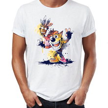 Camiseta para hombre de acuarela Crash Bandicoot, divertida, héroe de la infancia, dibujo impreso de arte 2024 - compra barato