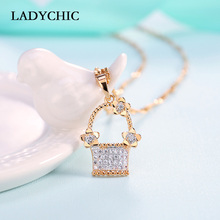 LADYCHIC lindo collar de cristal colgante para niña Color dorado elegante AAA brillante zirconia cúbica collares joyería regalo LN1037 2024 - compra barato
