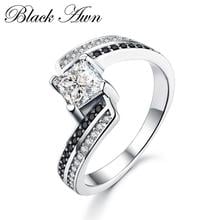 Anillo de plata de primera ley para Mujer, sortija de boda, plata esterlina 925, estilo clásico, C045 2024 - compra barato