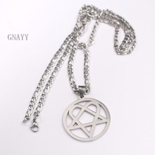 Punk jewelry Him Necklace Stainless Steel Heartagram Pendant Merch Logo Symbol 24" curb Chain 2024 - buy cheap
