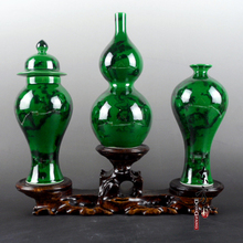 Antique Green Color Glazed Porcelain Flower Vases Handmade Household Furnishing Articles With Patterns Porcelain vase 2024 - buy cheap